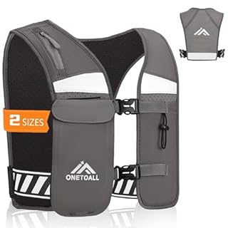 LOCAL LION Running Vest Women, Reflective Hydration Vest Mens, Breathable Phone Holder For Trailrunning Marathon, Grey XS - S