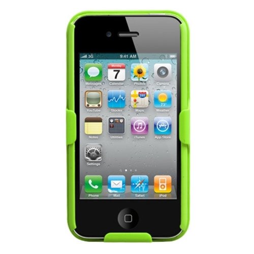 Mybat Iphone4Hbholsfttr14Wp Shell Holster Combo Case For Samsung Galaxy With Kick-Stand And Belt Clip For Apple Iphone 4S/4 - Retail Packaging - Apple Green #TOP1