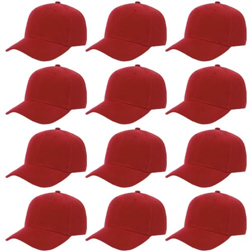 Image of ZH Plain Adjustable Baseball Cap - Lot of 12 Unisex Blank Design Caps