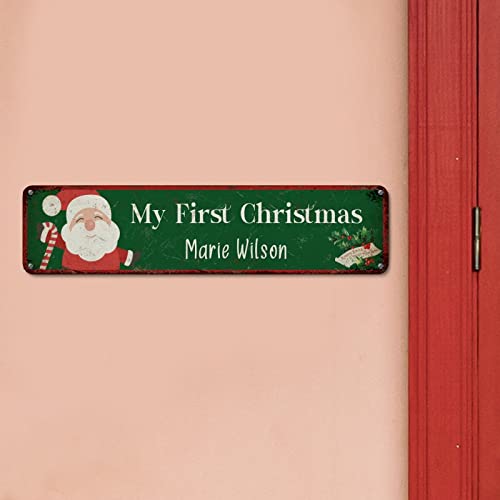 Panneau de Noël en métal vert haut de gamme - Plaque murale vintage robuste - 5