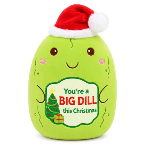 Image of Christmas Stuffed Animals - Pickle Plush with Santa Hat