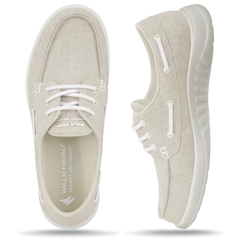 Walking Shoes Womens Comfort, Linen Upper Womens Slip On Shoes for Plantar Fasciitis with Non Slip...