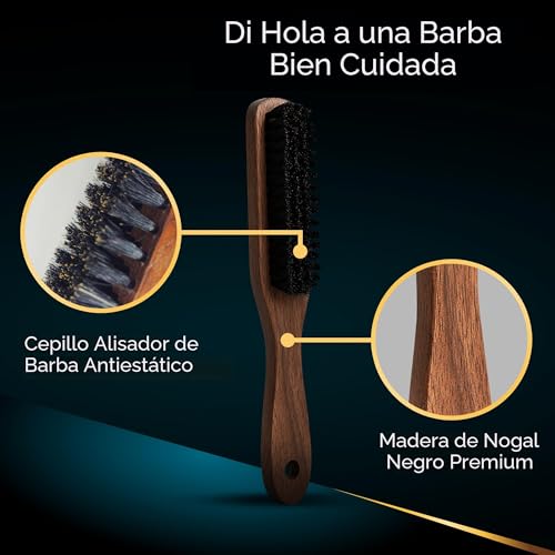 Miniatura 3 de Cepillo Para Barba De Cerdas De Jabalí Sakkal Mango De Madera Natural Antiestático, Desenredante Y Alisador Cuidado Y Estilizado De La Barba Para Hombres Ideal Para Barbas Cortas Y Largas
