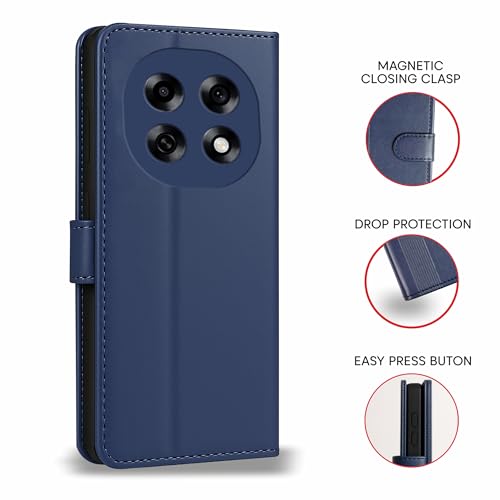 Image of AIBEX Shock Proof Flip Compatible for Oppo F31 5G Flip Cover Leather Finish | Inside TPU with Card Pockets | Wallet Stand | Complete Protection Flip Case - Blue
