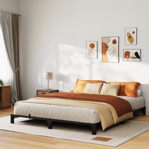 GarveeHome 6 in Queen Bed Frame, Heavy Duty Metal Platform Bed Frame with Durable Iron Slat Support and Legs, No Box Spring Required, No Screws Needed, Support Up to 800 LBS 6 Inch Queen