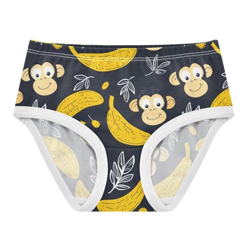 ZZKKO Monkey Banana Girls Underwear Toddler Panties for Girls Comfort Brief Size 2T-8Y