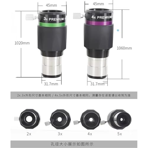 Accesorios for telescopio astronómico Barlow 5X con sistema de extinción 31,7 mm 2