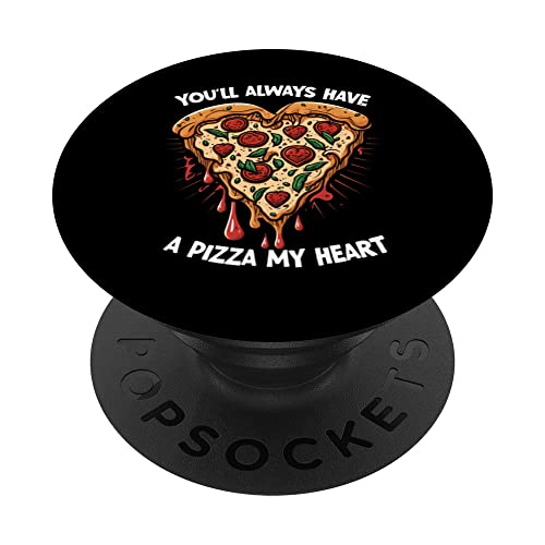 Pizza Love Heart Funny Pun Gifts For Men Women And Kids PopSockets PopGrip Intercambiable
