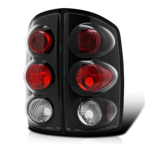 Spec-D Tuning Black Tail Lights Compatible with 2002-2006 Dodge Ram 1500/2500/3500, Left + Right Pair Assembly
