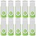 Enfain 32GB USB 2.0 Flash Drive Bulk Thumb Drive Memory Stick Swivel Pen Drives, with 12 Labels for Data Marking (10 Pack, Green)