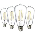 Sunco Lighting 4 Pack Dusk to Dawn Light Bulbs LED Edison 3000K Warm White 7W Equivalent 60W Vintage Styled ST64 Extra Bright Automatic Bulb, 800 LM, E26 Base, Light Sensing Outdoor UL, Energy Star