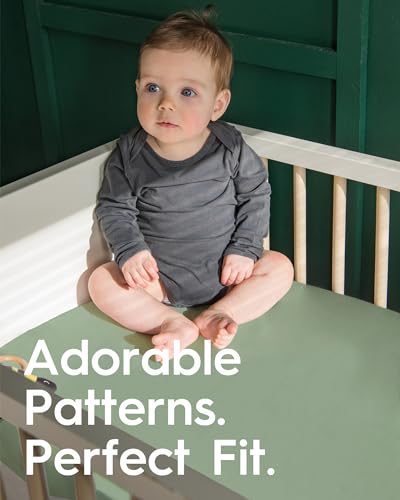 Image of Crib Sheets for Boy Girl, Premium Soft Crib Mattress Fitted Sheet, Ultra Breathable Baby Sheets, Super Stretchy Baby Bed Sheets 28''x52''x9'' Extra Deep Pocket, 2 Pack