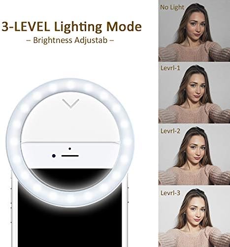 etasche Selfie Ring Light, Selfie Light Clip-on LED Camera Light With 40 Led Light 4 light modes 10 brightness levels USB Rechargeable Ring Light Night Light for iPhone Android iPad Laptop