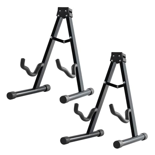 MOSEN Guitar Stand, 2 Pack Foldable A-Frame Guitar Stand with Non-Slip Rubber and Foam Arms for Acoustic and Electric Guitars Bass Ukulele Holder(MS-2ST)