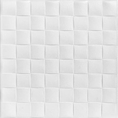 A La Maison Ceilings R25 Basket Weave Foam Glue-up Ceiling Tile (21.6 sq. ft./Case), Pack of 8, Plain White