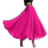 Generisch Plissierter Damenrock hochwertigem Stoff mit hoher Taille knielangem Schnitt für Elegante Anlässe Tanzvergnügen (One Size)