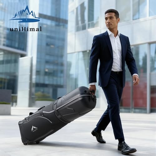 UNIHIMAL Golf Travel Bag for Airlines with Wheels, PC Hard Case Top Golf Club Travel Bag with 1680D Fabric, Shield Your Clubs with Lightweight Durability