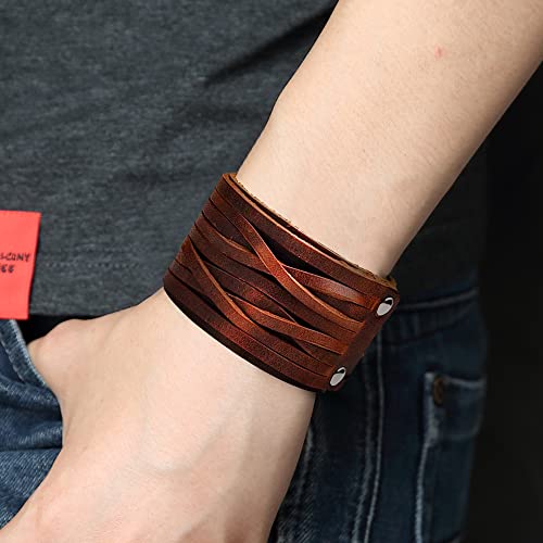 TURTLEDOVE-Mens-Leather-Bracelet-Cuff-Vintage-Wristband-with-Wide-Belt-Gifts-for-Brother-Dad-Boyfriend-or-Husband