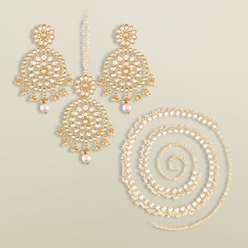 Image of Peora Kundan Faux Pearl Traditional Jewellery Set Gift for Women