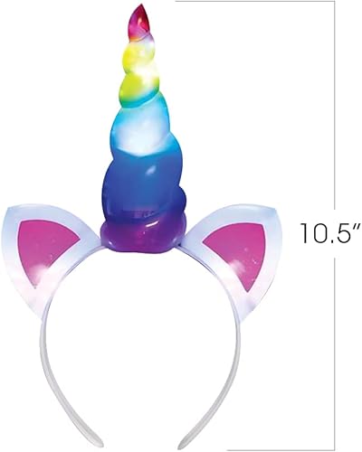 Miniatura 3 de ArtCreativity Diademas de unicornio arcoíris iluminadas para niñas, juego de 2, diadema de cumpleaños con cuerno intermitente, accesorios de