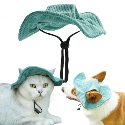 Selena Dog Cat Hat Cute Puppy Kitten Costume Fisherman Hat Sun Protection Kawaii Pet Apparel (Large,Green)