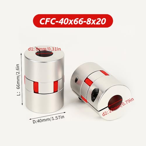 8mm bis 20mm Flexible Wellenkupplung, Durchmesser 40mm Länge 66mm Aluminium Motorverbinder Flexible