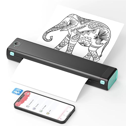 Image of Thermal Printer, Wireless Portable Printer, Supports 8.26 inchx11.69 inch A4 Thermal Paper,Small Mobile Printers for Car & Office