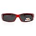 Womens Rhinestone Rectangular Polarized Fit Over Glasses Sunglasses Red