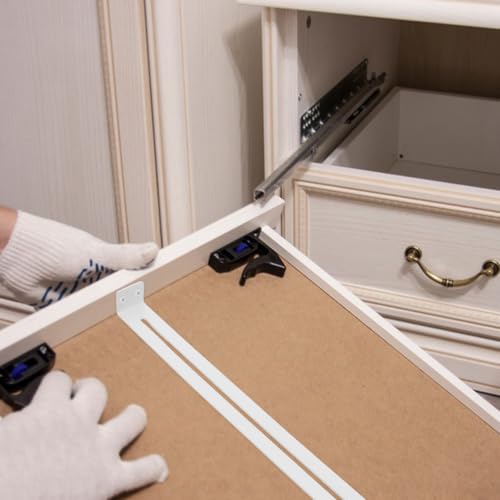 Refuerzo para cajón de cocina ajustable DECHOUS en acero blanco de 2 piezas 6