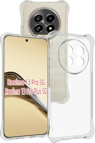 Image of REALCASE Silicone Realme 13 Pro / 13 Pro Plus 5G Back Cover Case, Scratch Resistant Protective Crystal Clear Transparent Shock Proof Bumper Back Cover Case for Realme 13 Pro / 13 Pro Plus 5G