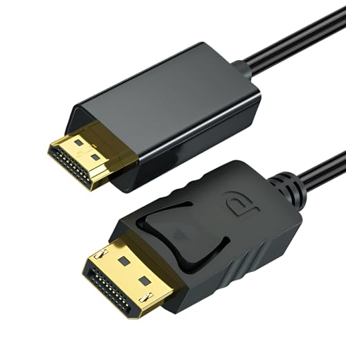 4K DisplayPort to HDMI Cable, 1.8M DP to HDMI Adapter 30Hz Uni-Directional DisplayPort to HDMI Cable Male to Male Gold Plated Plug Compatible with PC Monitor TV Projector HDTV Lenovo Laptop