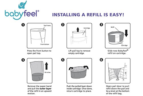 Babyfeel Refills Compatible With Dekor Classic Diaper Pails | 4 Pack | Exclusive 30% Extra Thickness | Diaper Pail Refills With Powerful Odor Elimination | Powder Scent | Holds Up To 1980 Diapers #TOP3