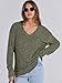 ANRABESS Long Sleeve Shirts for Women V Neck Casual Fall Tops Loose Fit Lightweight Sweaters Tunic Fashion 2025 Clothes Deep Green X-Large