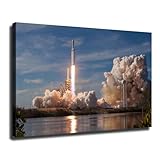 Falcon Heavy test mission launches Spacecraft Canvas Poster Wall Art Painting Canvas Prints HD Modern Artwork Living Room Bedroom Home Office Home Decor (08×12inch-Unframed)