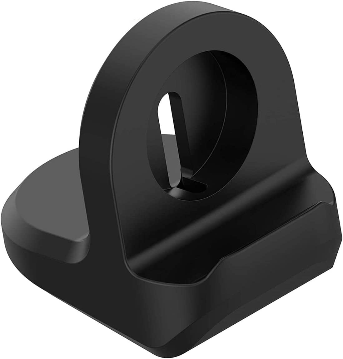 M.G.R.J® Non-Slip Silicone Charging Dock Holder Compatible for Samsung Galaxy Watch 4 (40,44mm)/Classic (42,46mm)/ Watch 3 (41,45mm)/ Active, Active 2 40,44mm (Integrated Cable Management) (Black)