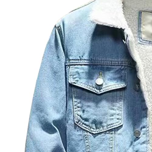 Maiyifu-GJ Men's Sherpa Fleece Lined Denim Jacket Thickened Warm Winter Trucker Coats Button Down Cowboy Jean Jacket3