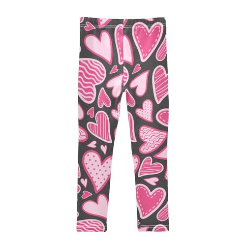 Cute Hand Drawn Hearts Lovely Romantic Girls Leggings,Workout Leggings for Girls Toddler Athletic Leggings Size for 3-10T2