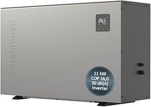 STEINBACH Wärmepumpe Silent 11 – 049314 – Inverter Wärmepumpe für Pools bis 50.000 l – Heizleistung 11.000 W, Besonders leiser Betrieb und effizient Dank Inverter-Technologie, Kabelgebunden