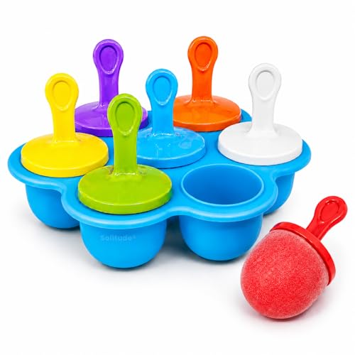 Image of Solitude 7 Cavities Silicone Popsicle Mould with Colourful Sticks | BPA Free Kulfi Maker DIY Frozen Dessert Ice Pop Mould for Kids and Adults