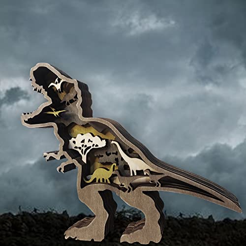 Zagxuade Wooden Dinosaur Decor,Tyrannosaurus Rex Statues And Figurines,Table Knick Knacks Decorations For Home… #TOP5