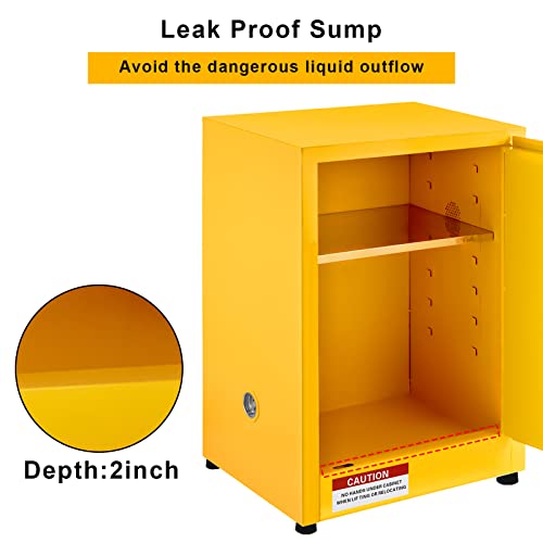 Image of Flammable Storage Cabinet 22 x 17 x 17 in, Galvanized Steel Flammable Liquid Storage Cabinet