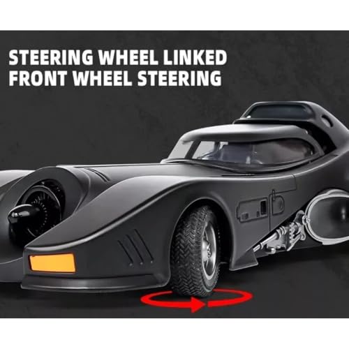 Image of PLUSPOINT Diecast Black Bat Car 1 /24 Scale Model, Pull Back Vehicles Alloy Simulation Supercar with Lights and Sound and Smoke Also for Vehicle Dashboard,Kids,Adult (Black Car)
