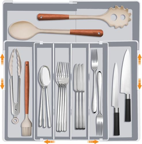 Homecor Silverware Drawer Organizer for Kitchen - Adjustable Utensil Holder