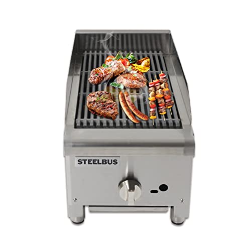 Steelbus 12'' Heavy Duty Commercial Radiant Broiler 1 Burner Natural/Propane Gas Commercial Charbroilers Restaurant Equipment Bbq Outdoor Countertop Griddle #TOP4