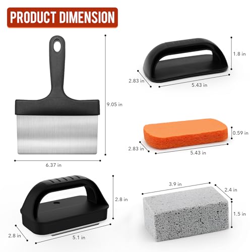 AWEASROY Griddle Cleaning Kit for Blackstone, Flat Top Grill Cleaning Kit with Grill Stone, Griddle Scraper & Griddle Brush Easy to Remove Stain