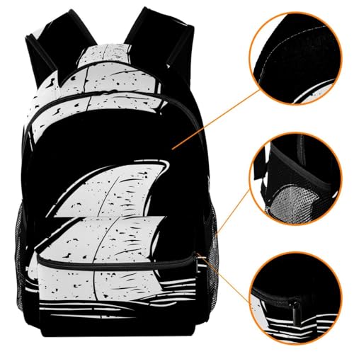 Sac à dos d'école noir et blanc pour éviter le mal de dos ado - 3