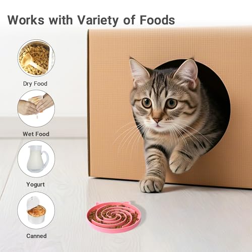 Bifeaw Slow Feeder Cat Bowl, Easy to Clean Silicone Bowl, Ideal for Dry and Wet Food (Purple and Pink) by Bifeaw - Image 3
