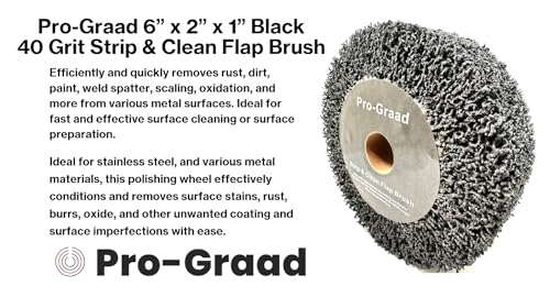 Image of 6 inch x 2 inch Black 40 Grit Extra Coarse Non-Woven Bench Grinder Strip & Clean Flap Brush Wheel, Metal Graining, Stripping, Rust & Paint Removal, Compatible for 1 /2 inch, 5 /8 inch, 3 /4 inch Arbor