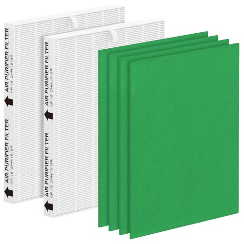 Image of 2-Pack Airmega AP-1512HH /200M Replacement Filter Compatible with Coway Airmega AP-1512HH and Airmega 200M Air Purifiers, for AP-1512HH-FP, Part# 3304899, with 4 Extra Pre-Filters-Green Version