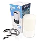 Emergency Table Lamp for Power Outages - 200+ Hour Rechargeable Light with USB Charger, 3-in-1 Cable, 3 Brightness Modes, Touch Sensor - Portable LED Lantern for Home, Disaster Preparedness (White)